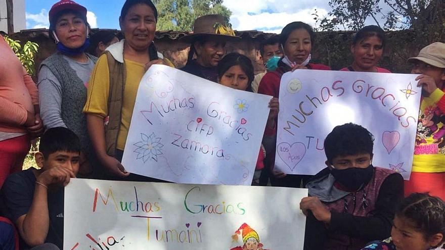 Habitantes de uno de los poblados agradecen la partida enviada desde Zamora.