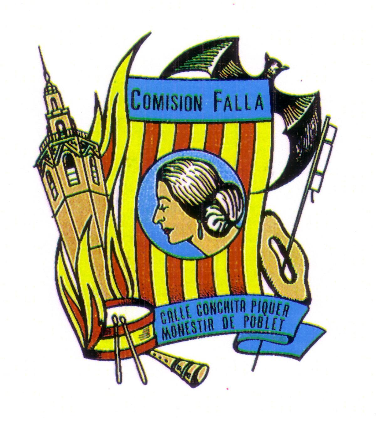 Escudo de la comisión, con un perfil de Concha Piquer