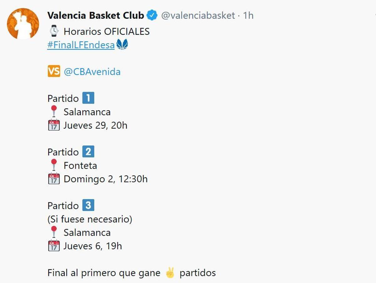 El Valencia Basket ya tiene rival y fechas para la final de la Liga