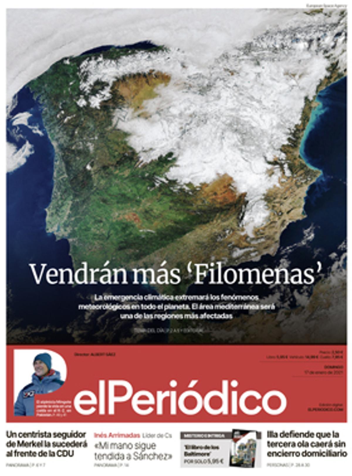 La portada d’EL PERIÓDICO del 17 de gener del 2021