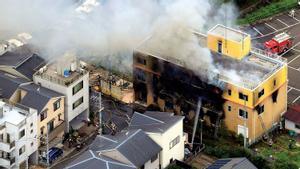 El estudio de Kyoto Animation tras el incendio que arrasó el edificio y mató a 36 personas.