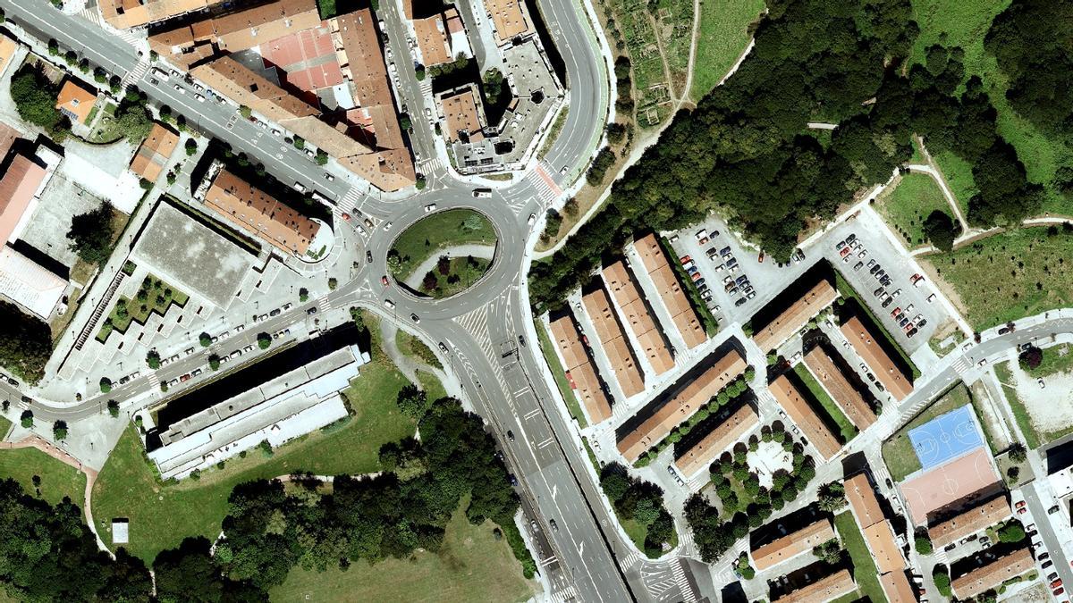 Imaxe aérea do barrio de Pontepedriña e o ámbito de actuación