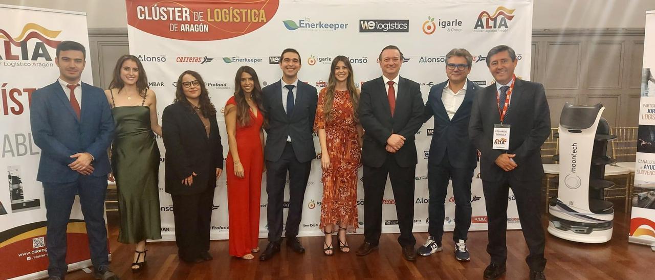 Representantes del clúster aragonés de logística (Alia), este miércoles por la noche en la jornada anual celebrada por la agrupación empresarial en el Gran Hotel de Zaragoza.