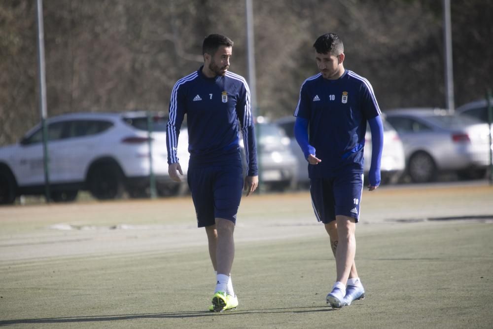 El entrenamiento del Oviedo de esta mañana