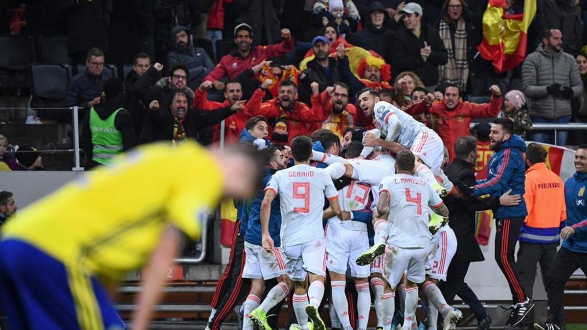 España celebra el gol