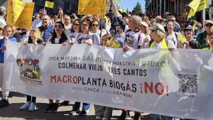 Manifestación del pasado mes de abril en Colmenar contra la planta de biogás.