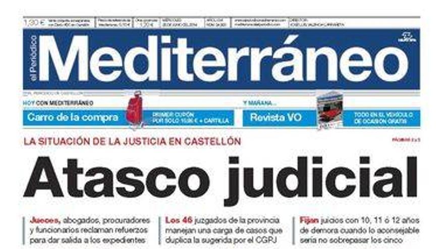 Atasco judicial, en la portada de el Periódico Mediterráneo