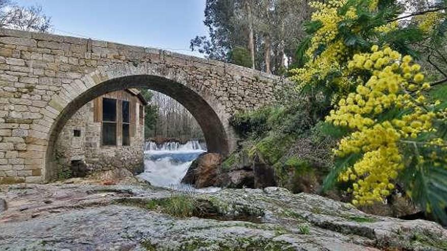 Puente románico de San Xoán de Mourentán recuperado. // D.P.