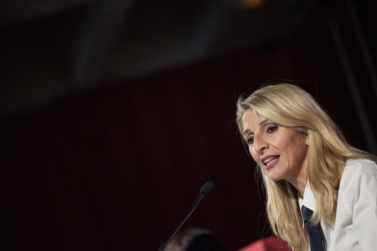 La vicepresidenta del Gobierno y ministra de Trabajo, Yolanda Díaz, en un acto este lunes,