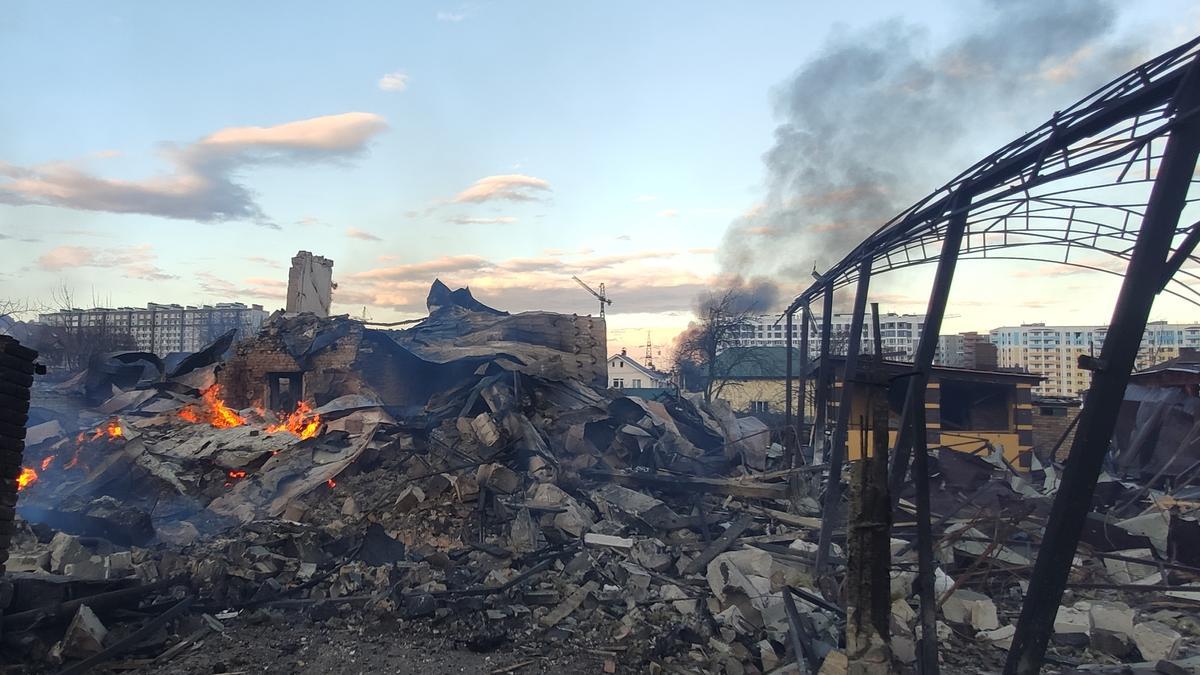 Vista de las casas destruidas por los bombardeos del ejército ruso.