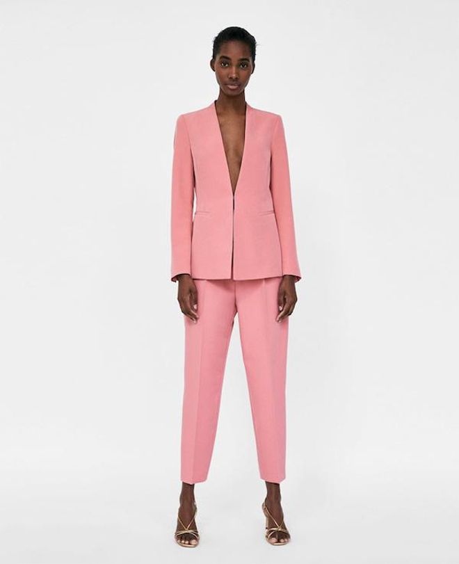 Traje chaqueta rosa, Zara