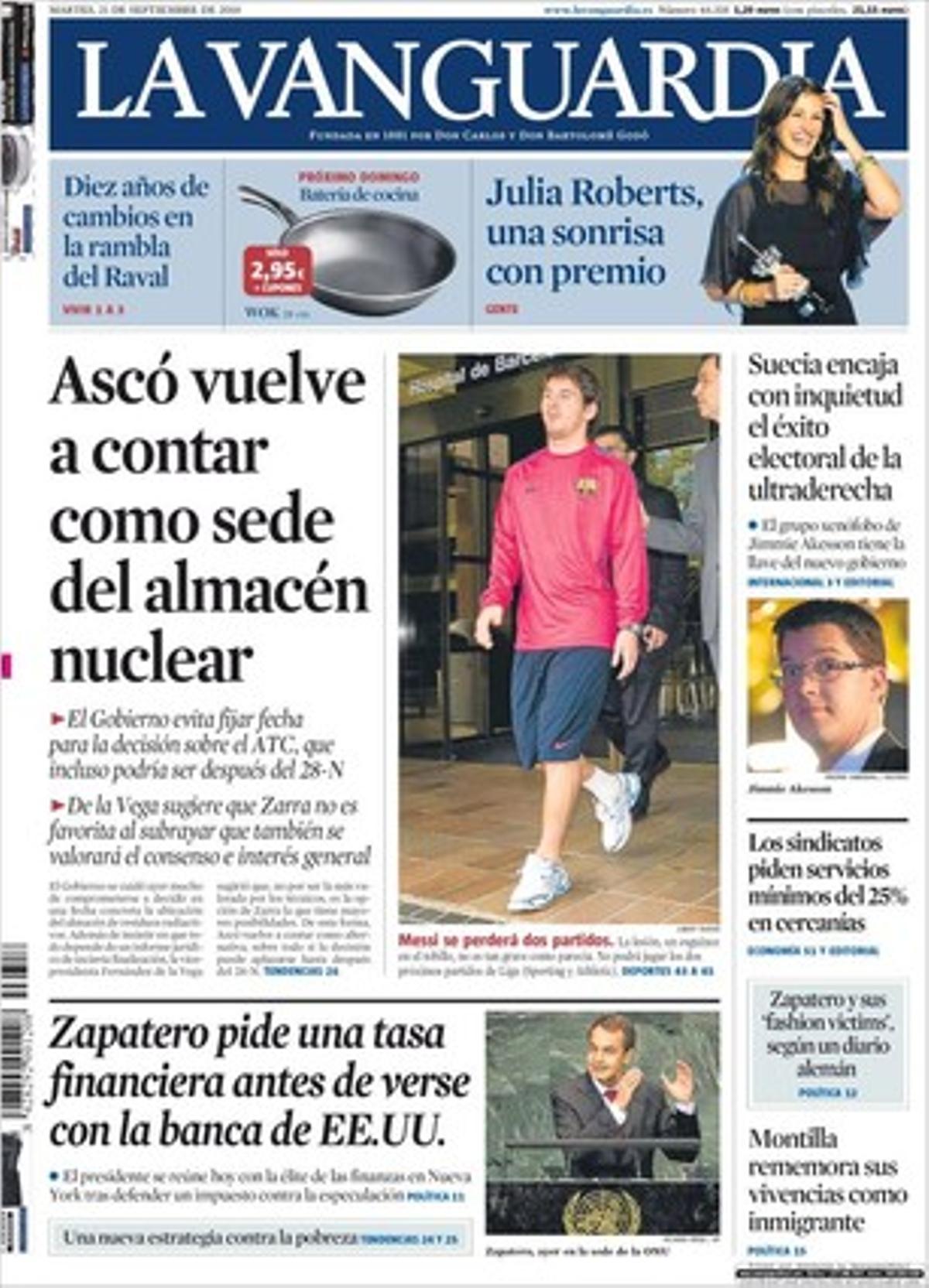 ’La Vanguardia’ explica que no han agradat gaire al Govern espanyol i fins i tot al PP els aires masclistes i superficials d’un reportatge del ’Frankfurter Allgemeine Zeitung’ sobre els models de les ministres, a qui va titllar de nines. També dóna l’obituari de Josep María Cardona, monjo i pilar de l’Escolania de Montserrat, i que l’Ajuntament de Barcelona encarrega informes per 355.800 euros per recolzar la candidatura olímpica del 2022.