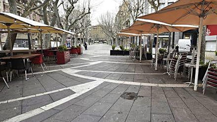 El Passeig de Manresa, sense activitat a les terrasses aquesta setmana