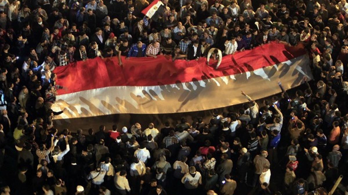 Protesta en la plaza de Tahrir de El Cairo.
