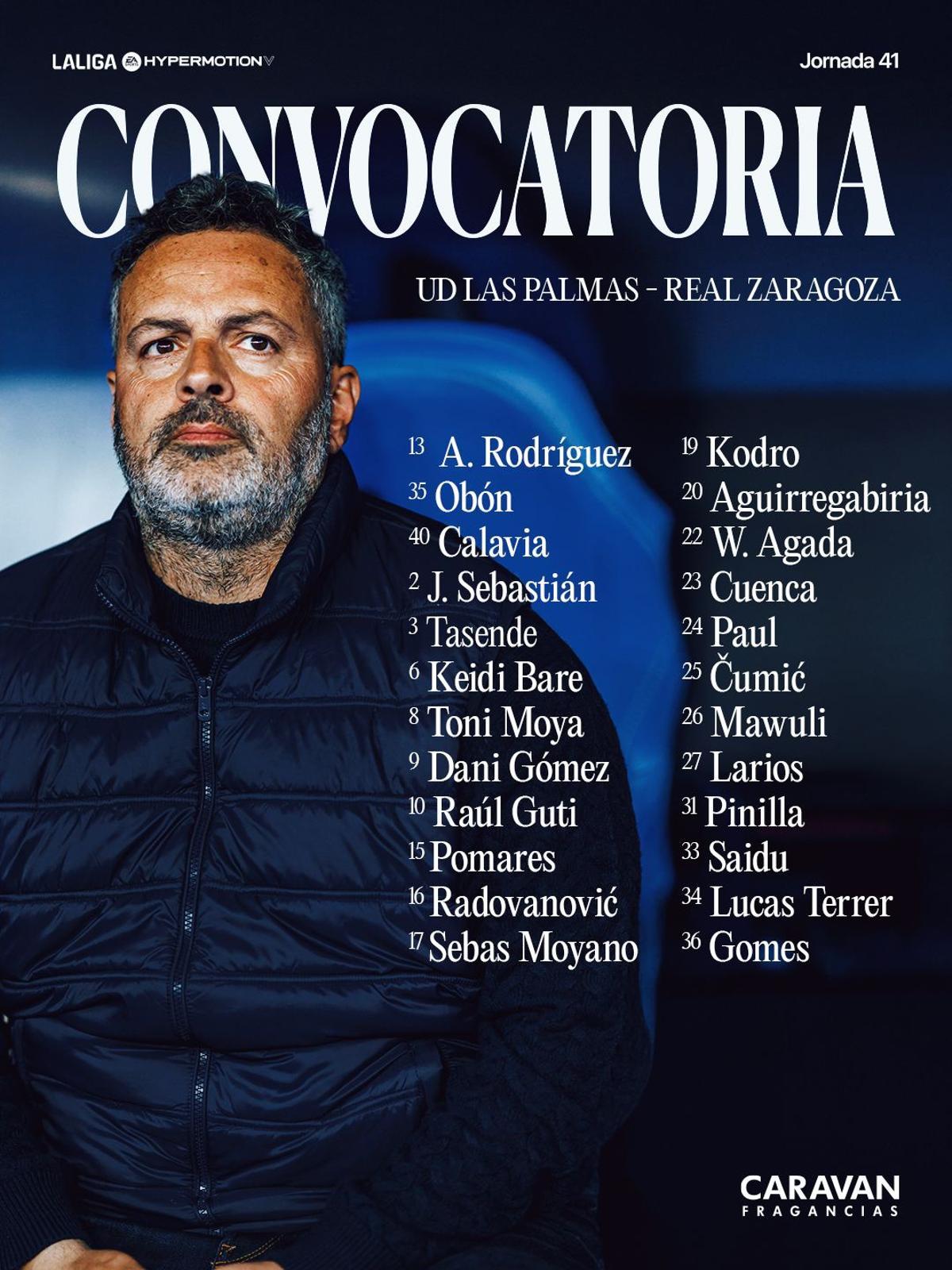 Lista de 24 jugadores ante la UD Las Palmas.