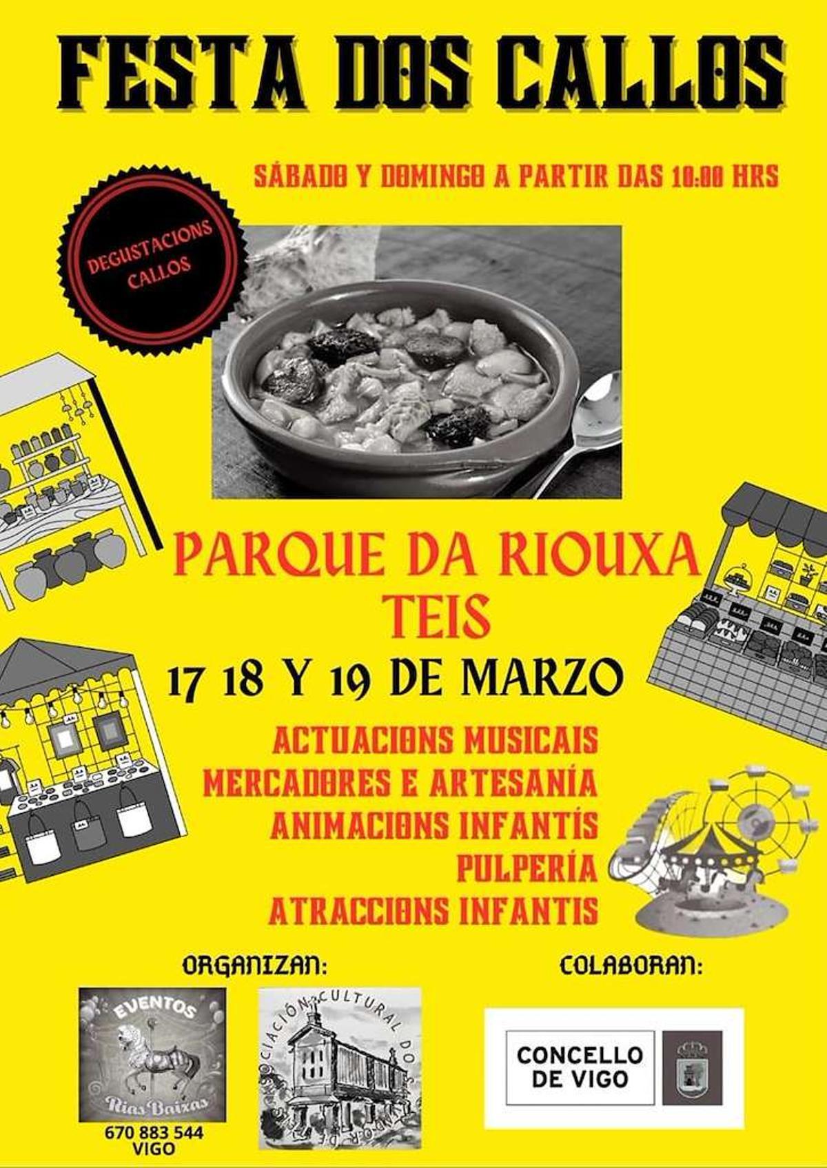 Cartel anunciado de la Festa dos Callos en Teis.