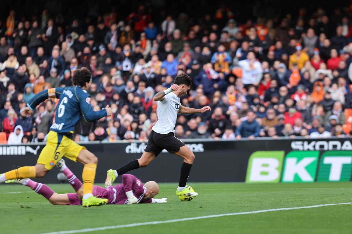 El Valencia ha marcado contra el Espanyol en el minuto 15