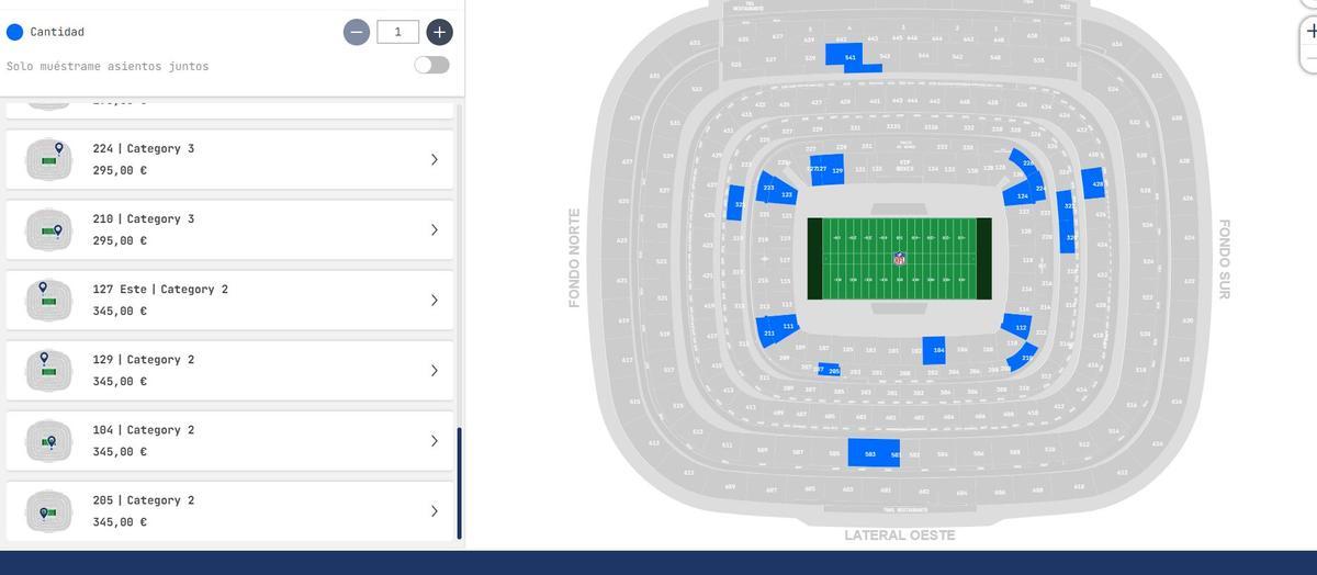 Las entradas disponibles para la NFL en el Bernabéu