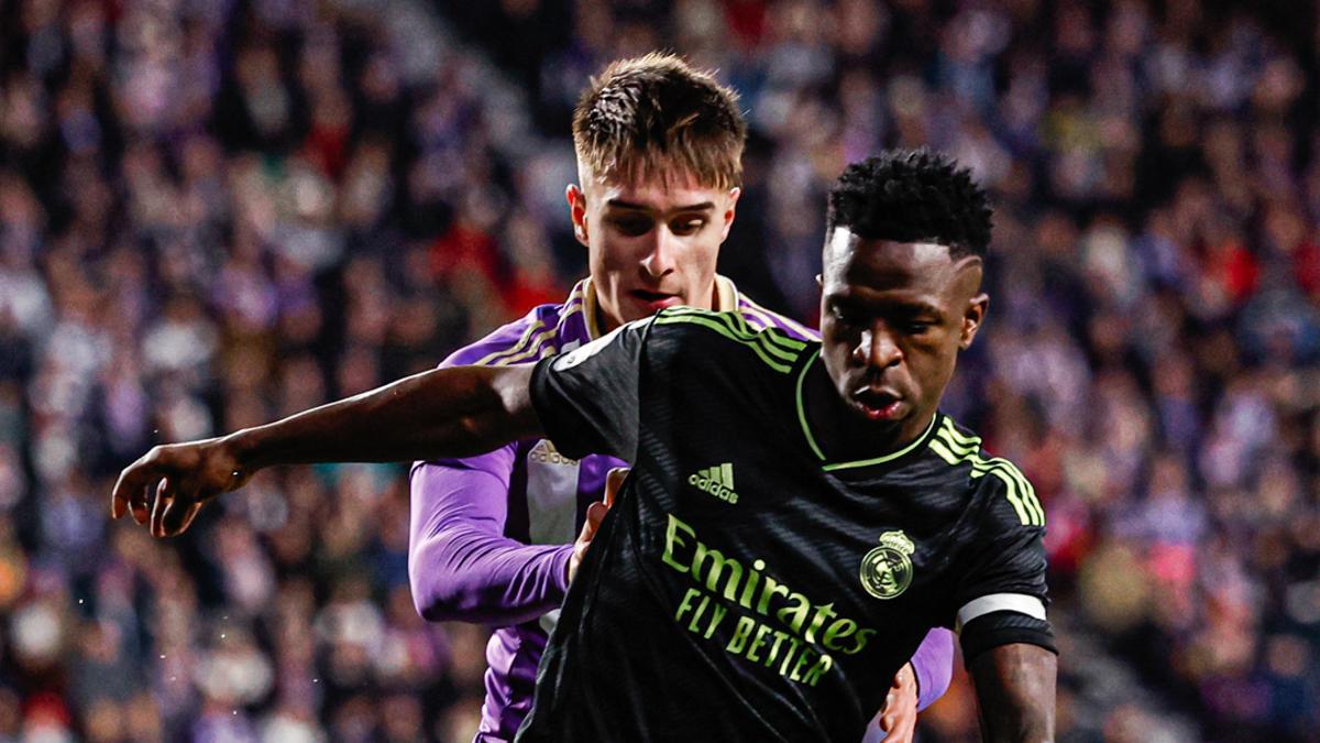 Vinicius, durante el partido contra el Valladolid en Zorrilla