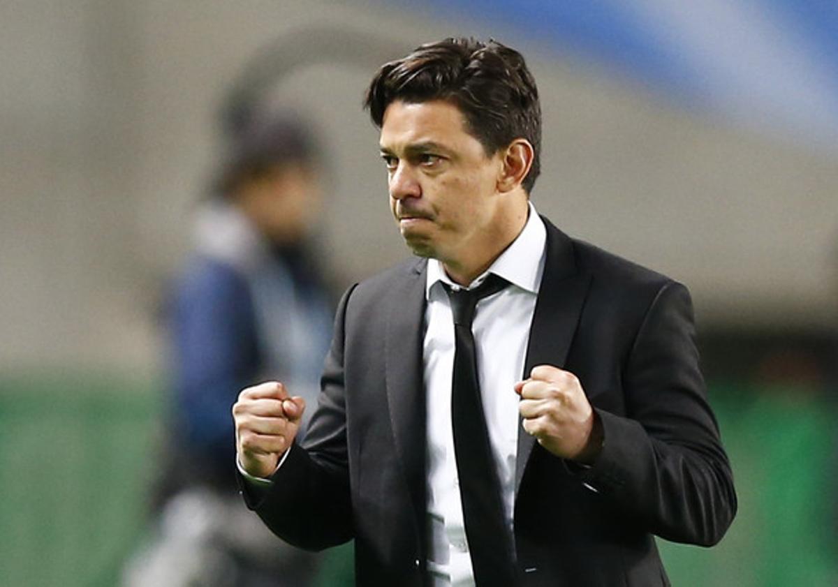 Marcelo Gallardo, entrenador del River Plate, celebra la victòria davant el Sanferecce Hiroshima que va classificar l’equip per a la final del Mundial de Clubs.