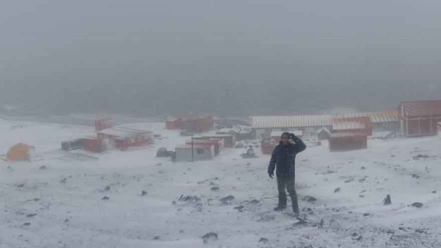 El campamento de la misión militar en la Antártida.