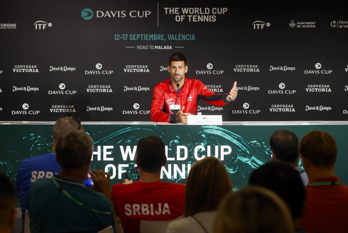 Rueda de prensa del tenista serbio Novak Djokovic