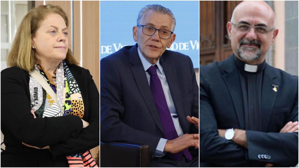 De izquierda a derecha, Susana García-Baquero, Javier Touza y monseñor Jesús Rodríguez Torrente.
