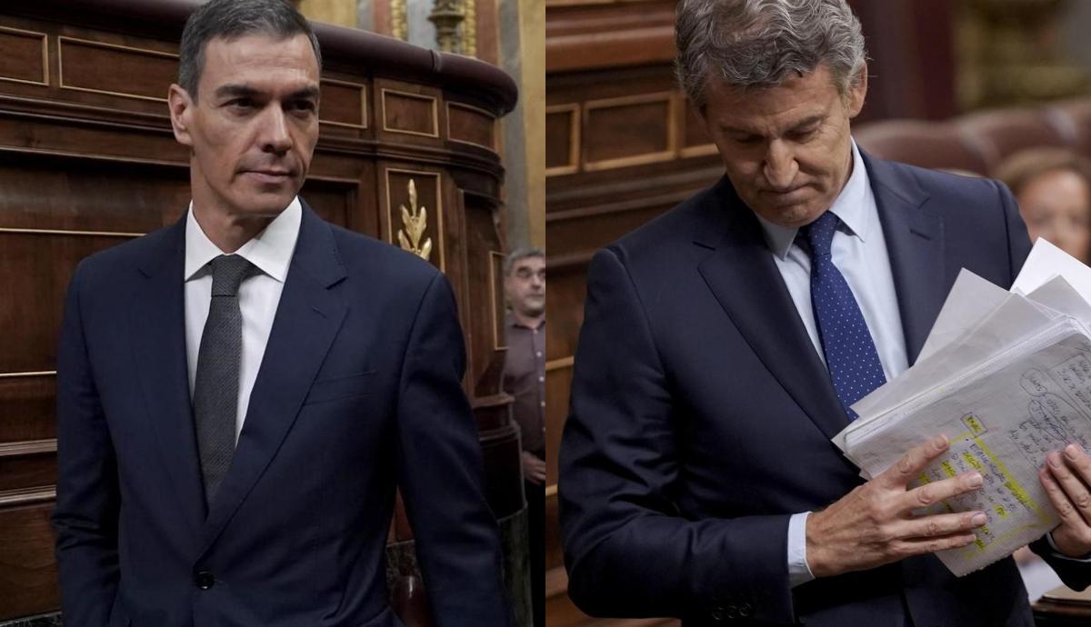 El presidente del Gobierno, Pedro Sánchez, y el líder del PP, Alberto Núñez Feijóo.