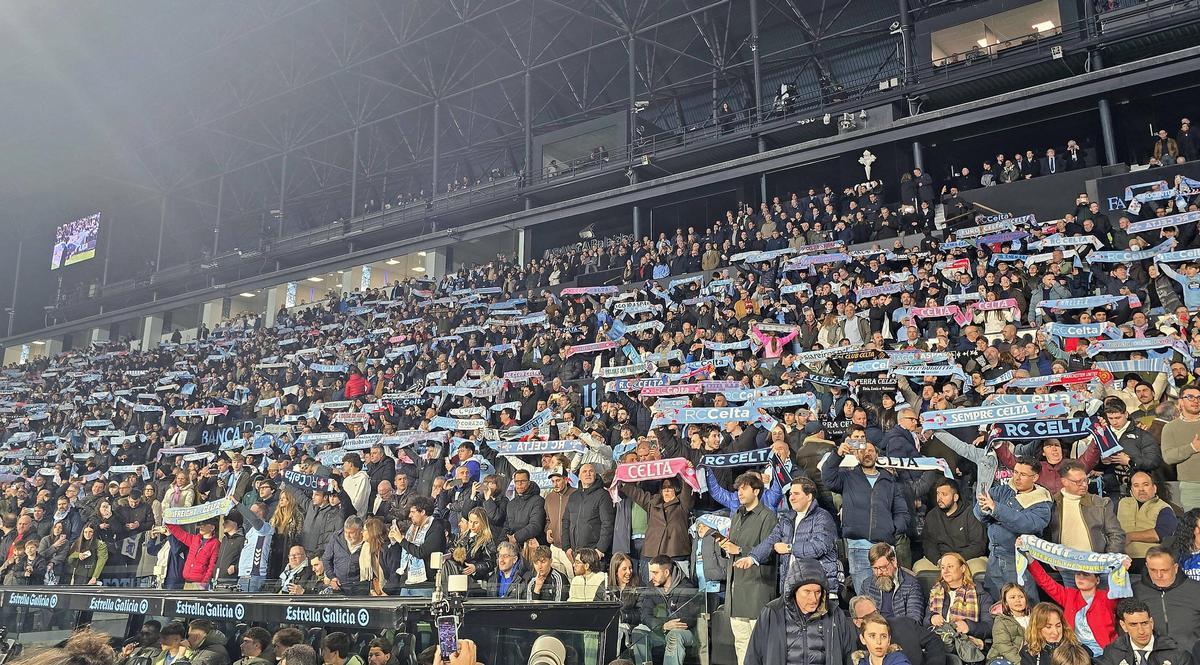 Grada de Balaídos en el partido del Celta contra el Real Madrid del viernes.