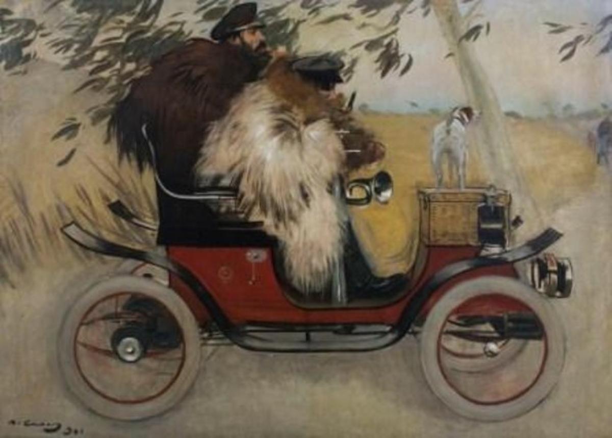 ’Ramon Casas i Pere Romeu en un automòbil’ (Oli sobre tela, 208 x 291 cm).