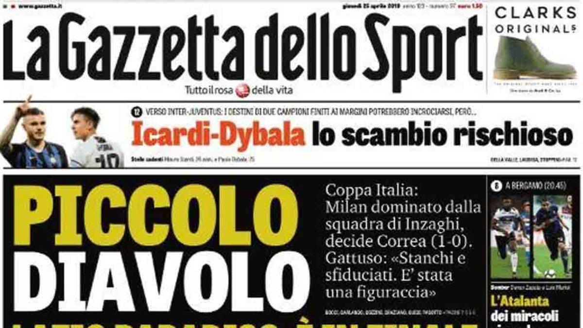 La portada del diario italiano 'Gazzetta dello Sport'