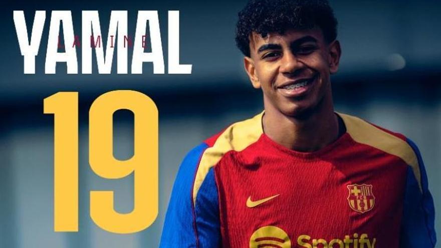 Lamine Yamal llevará el '19' en el Barça.