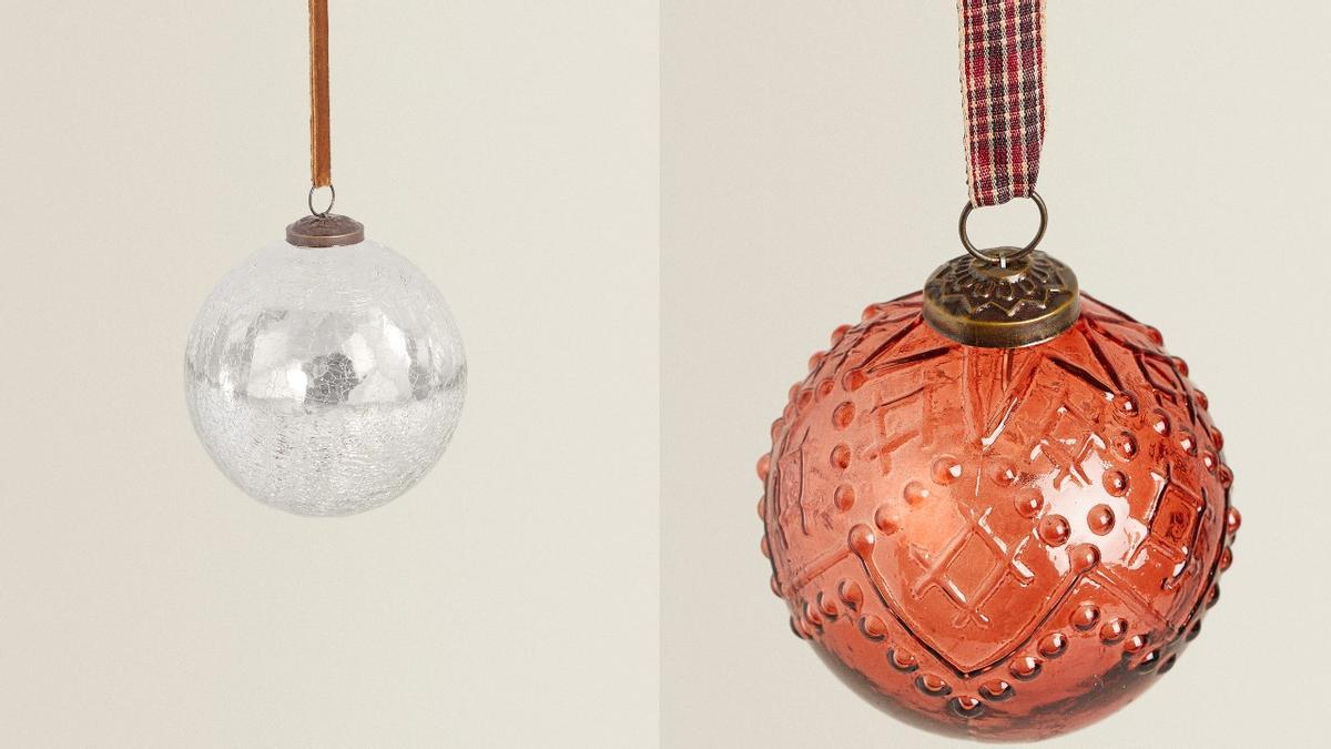 Decoración Navidad | Bolas de cristal craquelado y con relieves