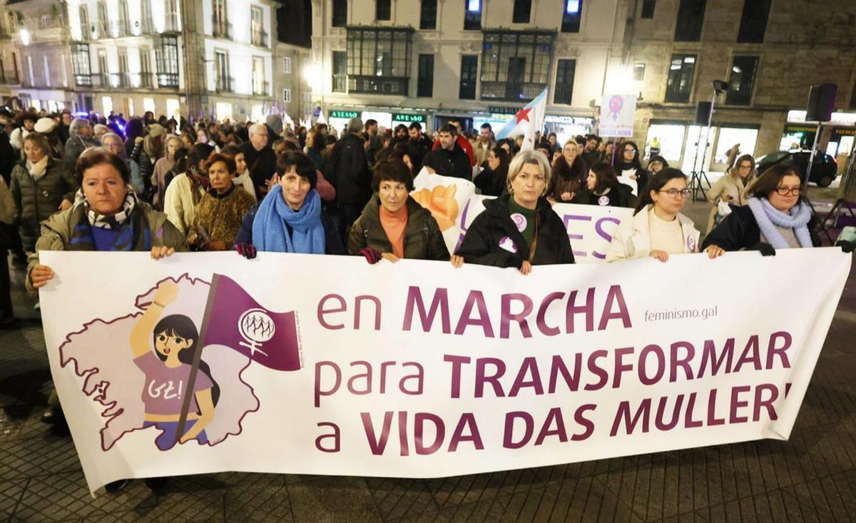 Participantes en la manifestación de Pontevedra. | G. Santos
