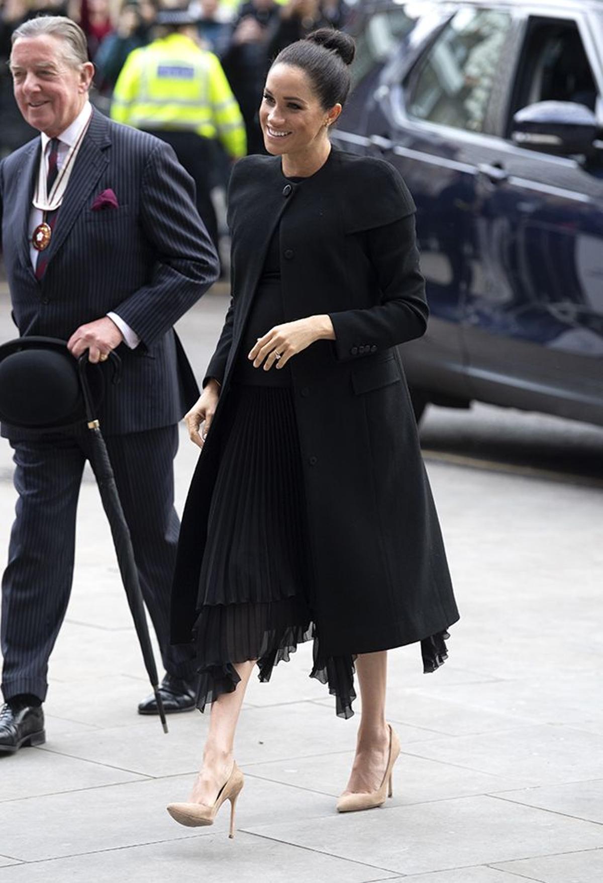 Meghan Marke a su llegada a la universida de Londres