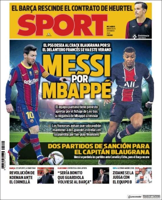 Portada SPORT miércoles 20 enero 2021