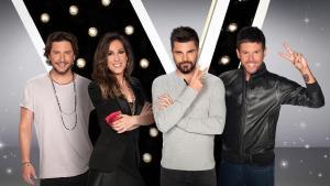 Manuel Carrasco, Malú, Juanes y Pablo López (izda. a dcha.), coaches de La voz.