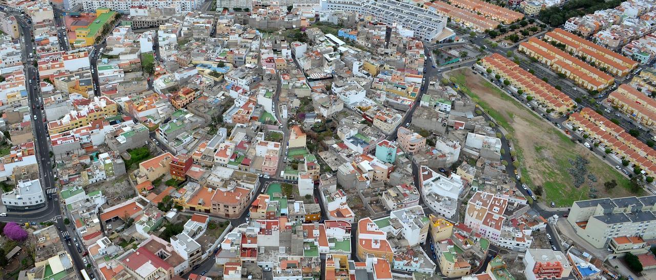 Imagen aérea del centro urbano de Tamaraceite, en Las Palmas de Gran Canaria.