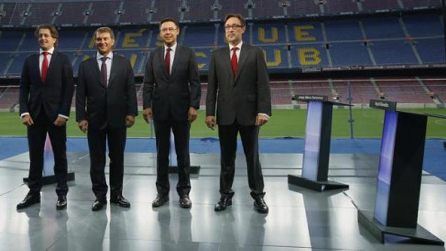 Los candidatos del Barça, satisfechos tras el debate electoral