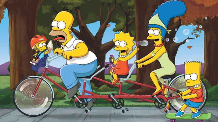Los cinco miembros de Los Simpson.