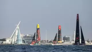 Último entreno antes de la regata preliminar de la Copa América de vela en Jeddah