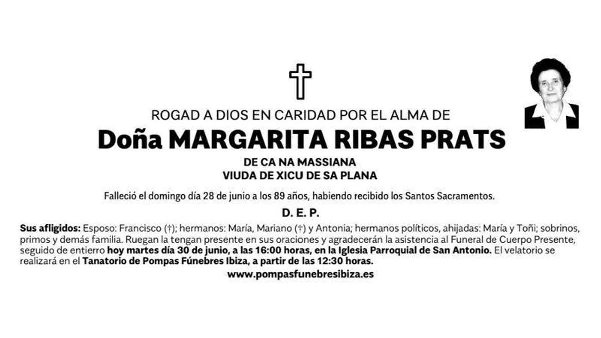Esquela Margarita Ribas Prats