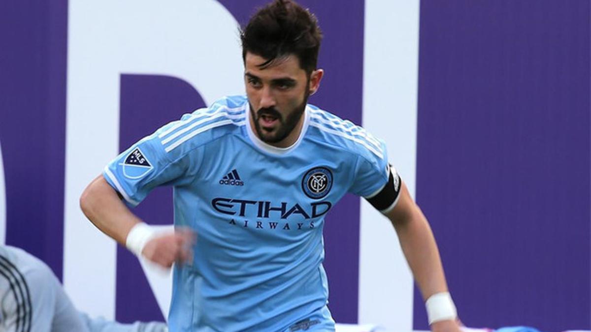 David Villa con la camiseta de los New York City