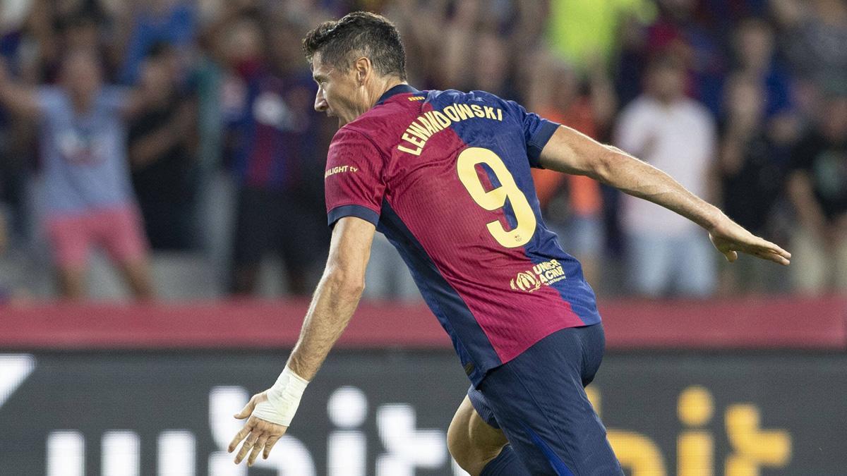 La felicidad del polaco tras anotar el gol del triunfo el pasado sábado
