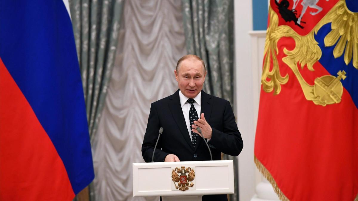 Vladimir Putin en un discuro ante los medallistas paralímpicos