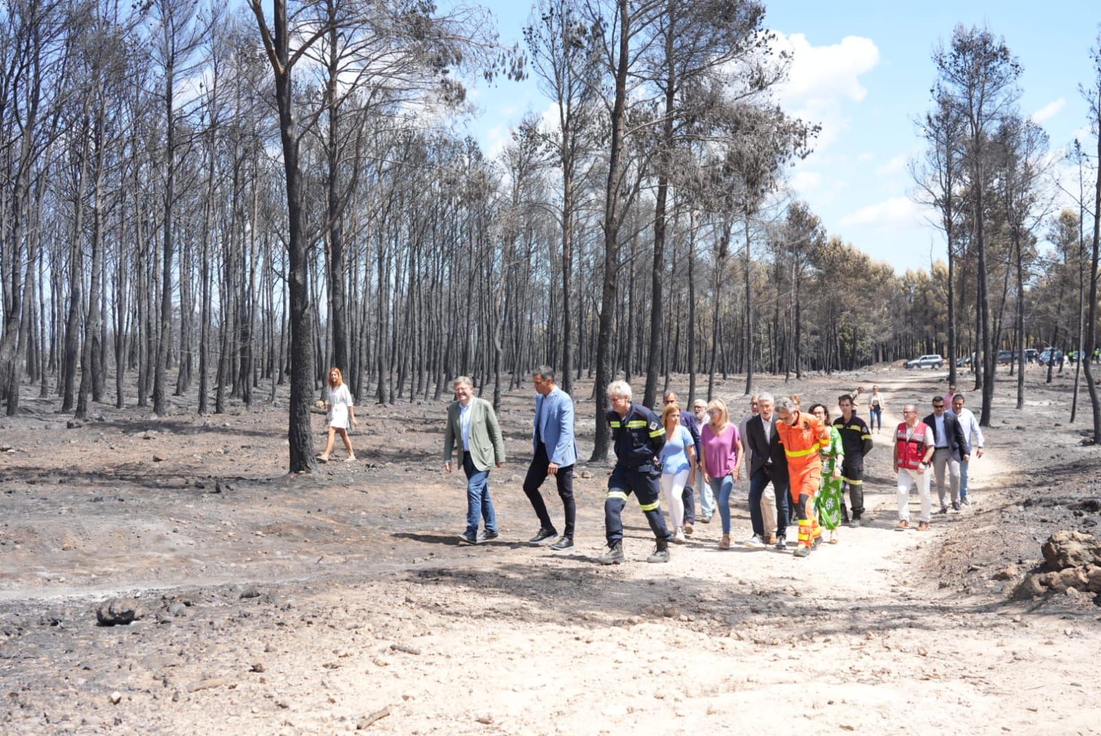 Las imágenes de la visita de Pedro Sánchez a la zona del incendio de Bejís