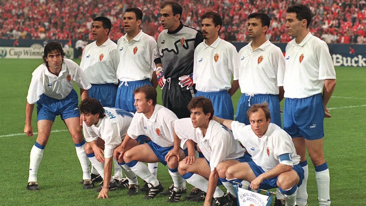 Once inicial del Real Zaragoza en la final de la Recopa contra el Arsenal en 1995