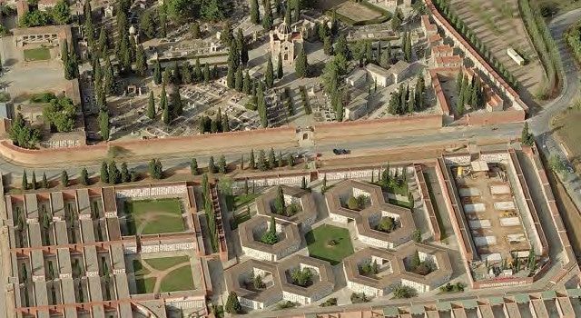 Vista aérea del cementerio municipal de Sabadell
