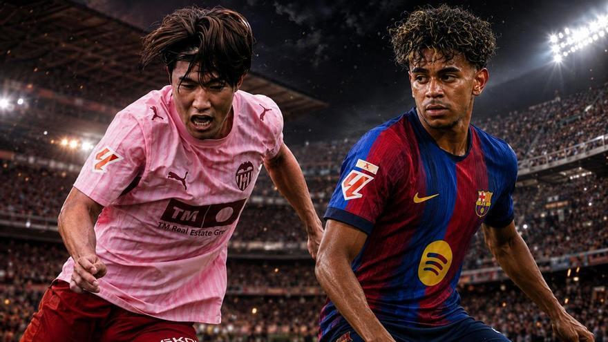 Horario y dónde ver por TV y online el Valencia CF - FC Barcelona de LaLiga en Mestalla