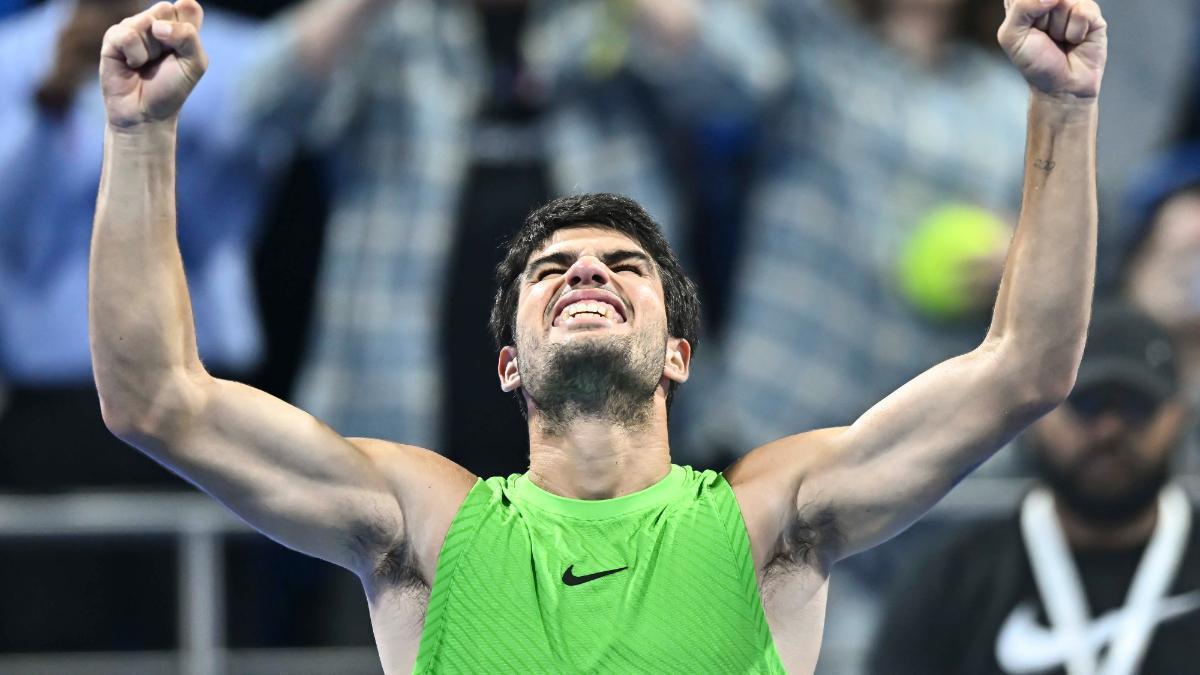 Alcaraz celebra en Doha.